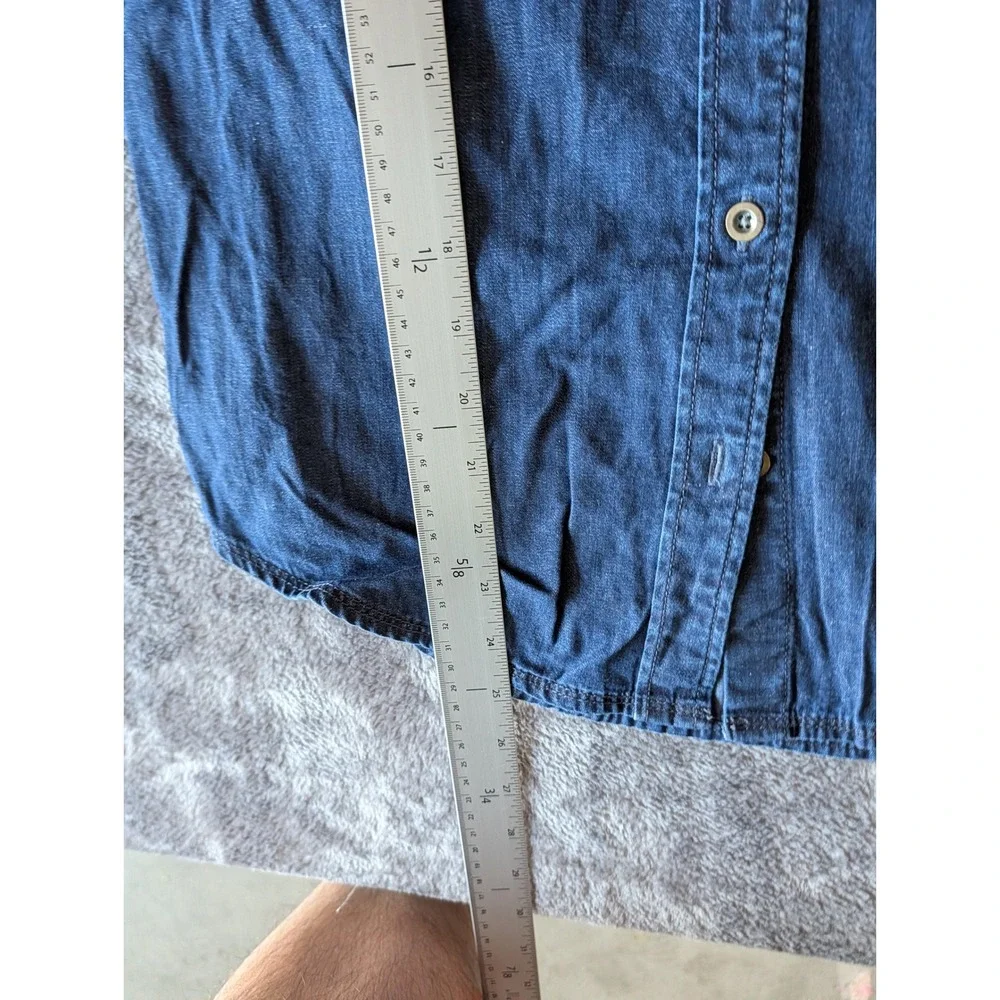 Banana Republic Mens Small Blue Cotton Linen Soft Wash Denim Chambray Shirt